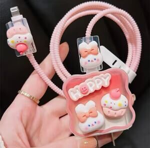 Cute Pink cake and Bunny iPhone CHarger Protector P14
